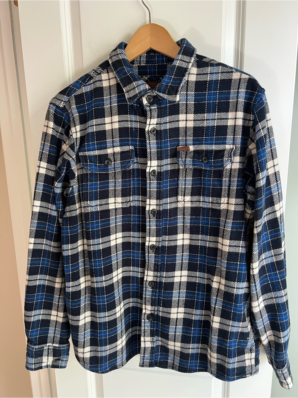 Orvis Men’s Blue Plaid Flannel Shirt Jacket Shacket Size L